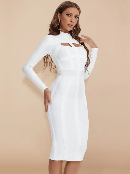 White Cocktail Dress With Sleeves